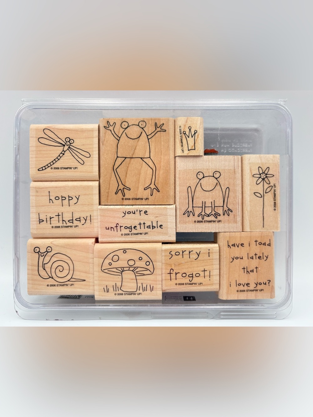 Stampin' Up! “unFROGettable 11 piece stamp with Frogs, Snail, Dragonfly & more
